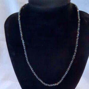 💲SALE 💲NWOT Faceted Black Onyx Bead Necklace with Sterling Silver Clasp 18in